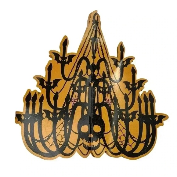 Other - Vintage Halloween Skull Candelabra Cardboard Hanging Decor Spooky Cutout